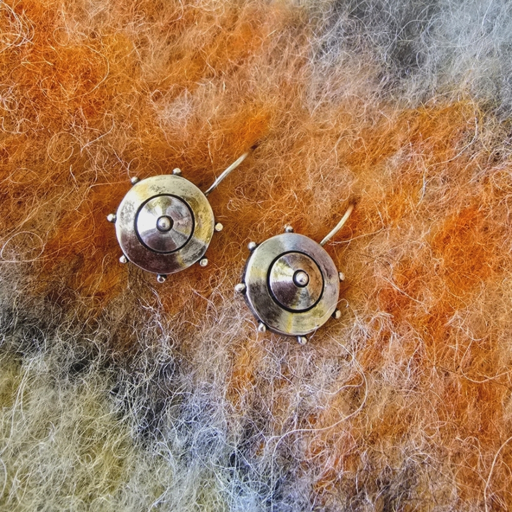 Lisa Jenks Sterling Silver Circular Dangle Earrings